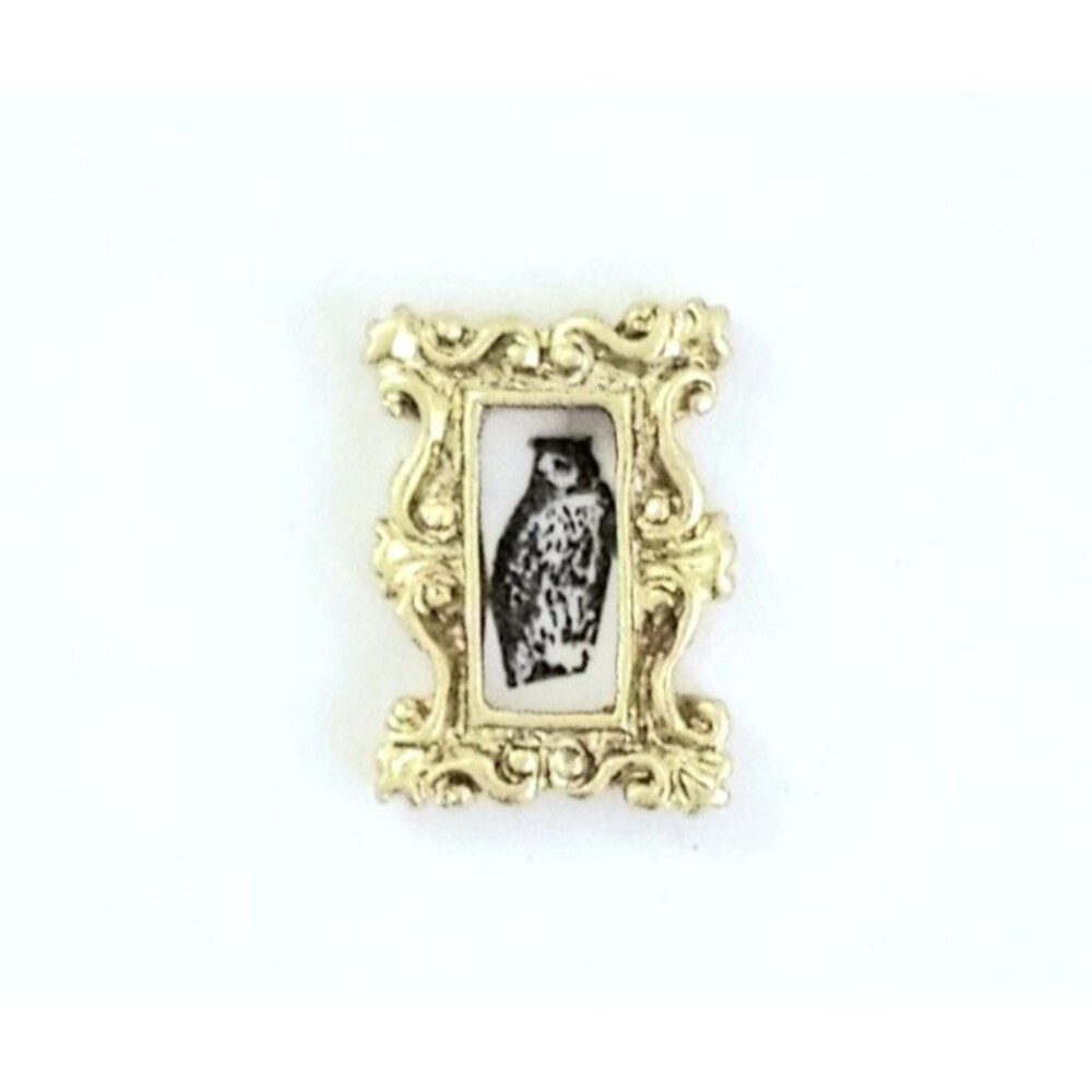 1:12 Scale Artisan Miniature Framed Owl Portrait‎ Dark Academia Dollhouse Decor